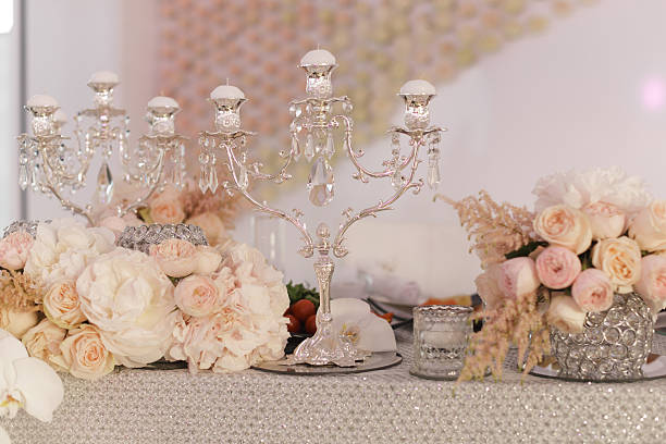 istock Luxury Wedding Reception Table With Crystal Candelabras And Flowers 2252319276
