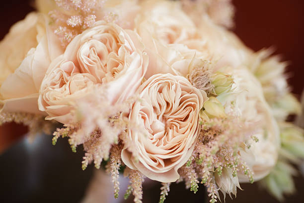 Romantic bridal bouquet featuring blush garden roses with delicate textures and soft pastel tones. Elegant floral concept ideal for weddings, luxury events, romance branding, or refined promo visuals.