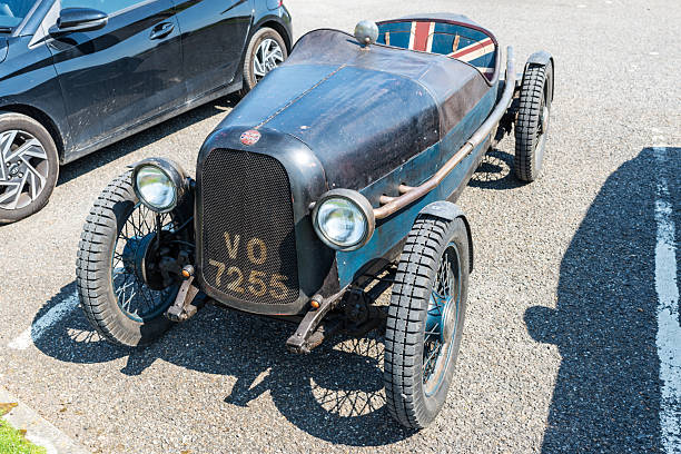 Dunnet, Scotland â July 24, 2024: A uniquely restored vintage Standard sports car, crafted with creative ingenuity, draws attention with its patinated bodywork and charming early-20th-century character.