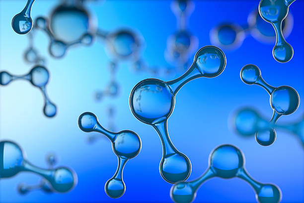 istock Water molecules floating against blue background. 3D illustratio 2252328052