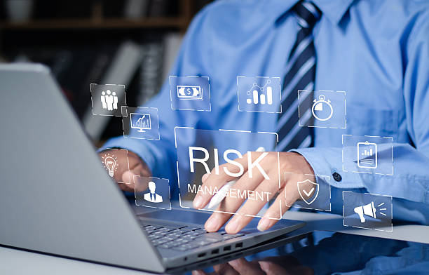 istock Risk management concept. Businessmen with Risk analysis in business decisions. Risk control and management strategies for risky businesses. 2252333759