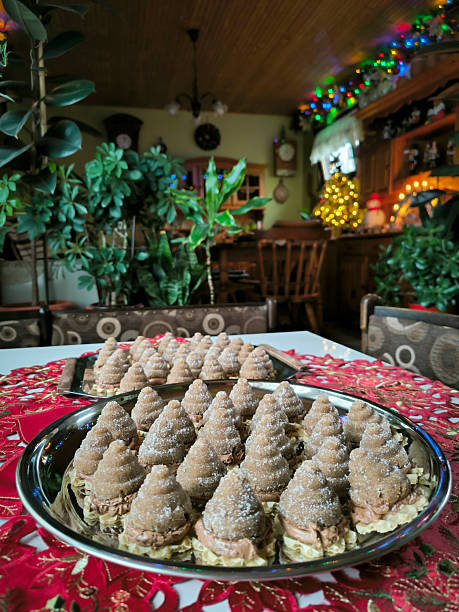 cookies made of nuts and chocolate cream at the plate