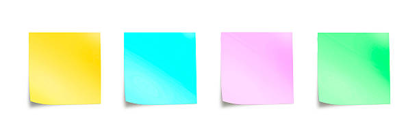 istock Set of four pastel colored sticky notes, isolated on white background, cut out with shadow 2252340265