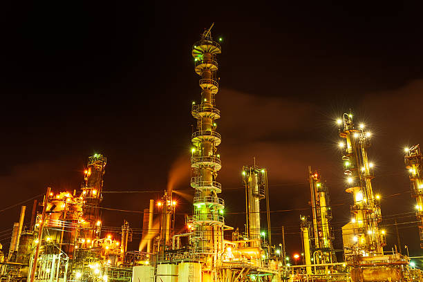 Lights of oil refinery near Halifax, Nova Scotia, Canada