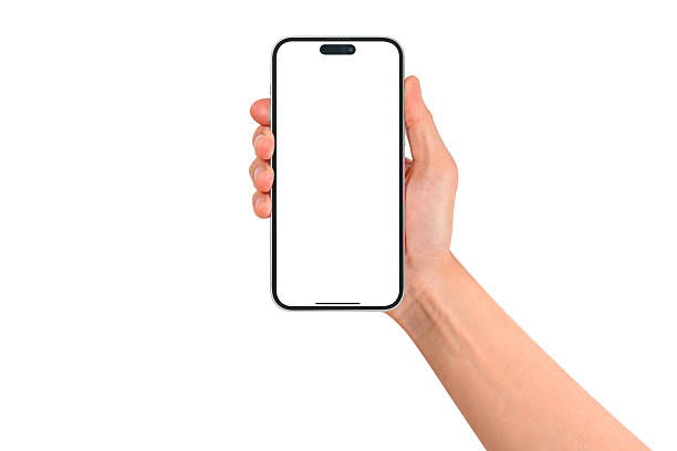 istock A hand showing a modern premium smartphone with a blank screen, isolated on white background. High quality studio shot. Concept for technology, business, finance, advertising, public relations and lifestyle themes. 2252347989