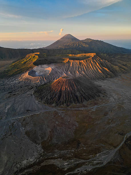 istock Mount Bromo from above captured at sunset with warm light highlighting the caldera and distant mountain ridges 2252349736