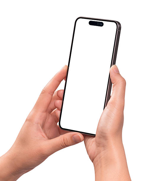 istock Hand using a modern smartphone with a blank screen, isolated on white background. High quality studio shot. Concept for technology, business, finance, advertising, public relations and lifestyle themes. 2252352643