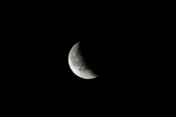 istock Crescent Moon, partially illuminated and revealing its cratered surface, shines brightly in the dark night sky over the Netherlands. 2252353851
