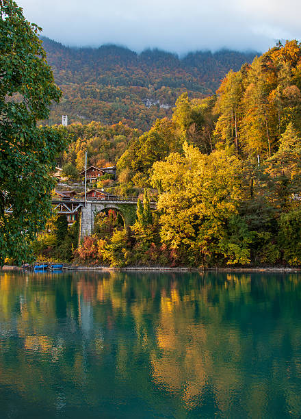 Autumn lake scenery in Interlaken, Switzerland