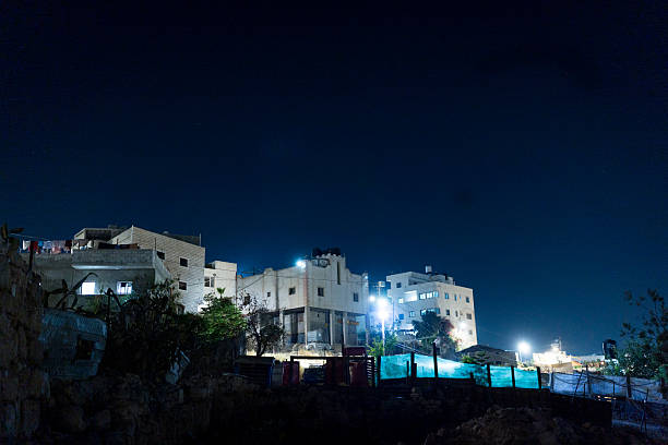 West Bank desert landscape at night