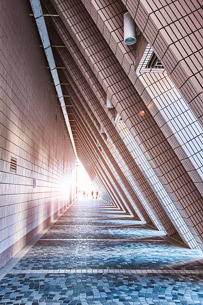 A triangular corridor in a public building in Hong Kong