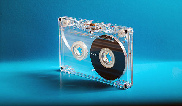 istock Vintage Clear Cassette Tape on turquoise background 2252364592