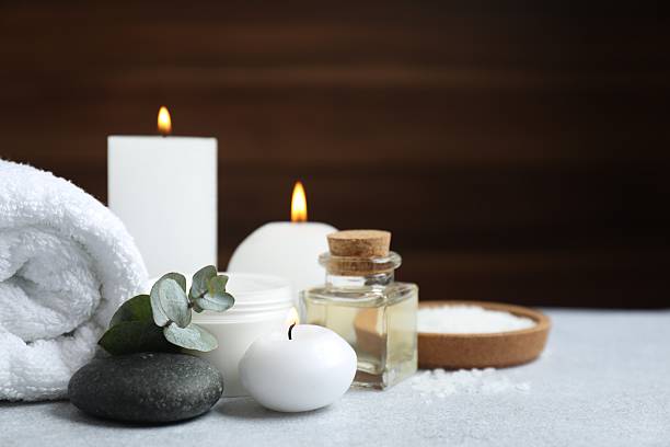 istock Beautiful spa accessories in a massage room 2252373925