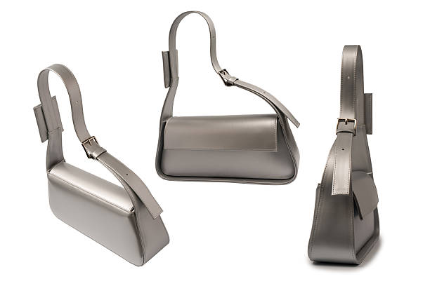 istock Silver women leather bag isolated on a white background. 2252373955