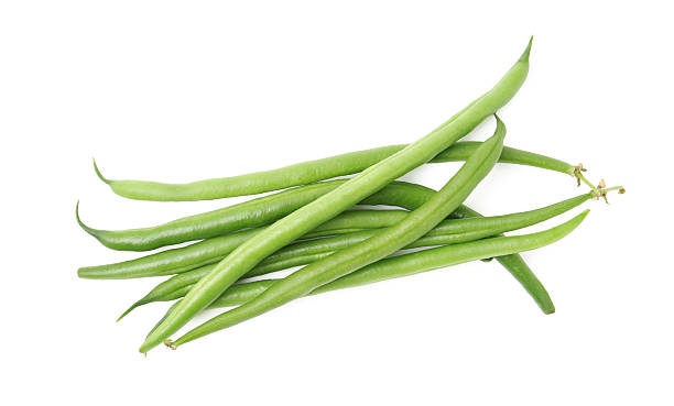 istock Fresh green bean pods isolated on white, top view 2252379260