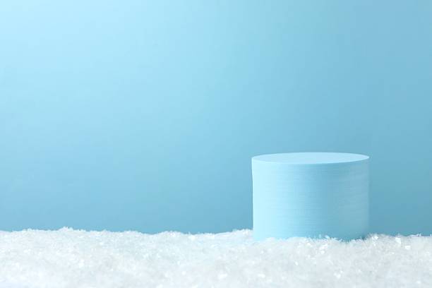 istock Beautiful composition with podium and white snow 2252380809