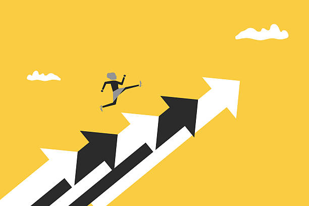 istock Businessman running on growth arrow path. concept motivation, challenge, success, career growth, ambitious, and opportunity 2252380867