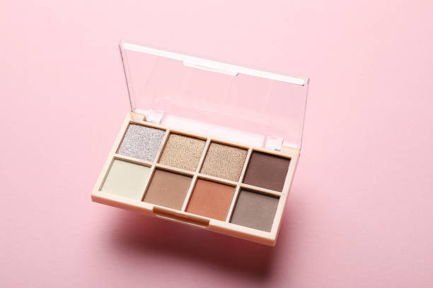 istock Beautiful eyeshadow palette on light pink background 2252381552
