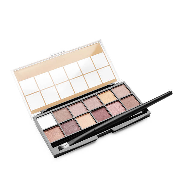 istock Beautiful eyeshadow palette with brush isolated on white 2252381562
