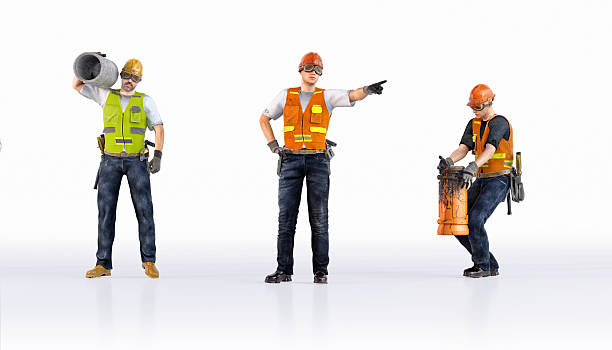 istock A collection of three builder characters in uniform and hard hats 2252385088