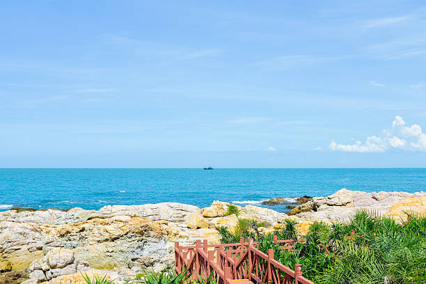 Tropical beach landscape of Dajiao Park at Qizi Bay in Changjiang County, Hainan, China, in October