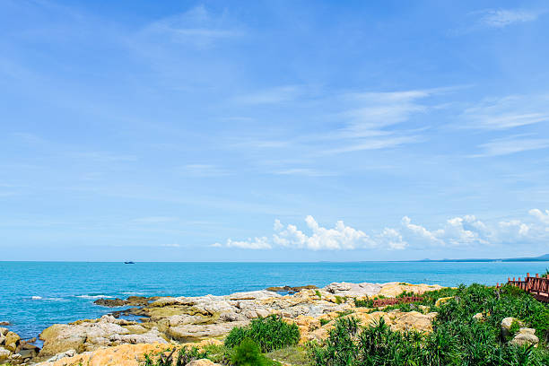 Tropical beach landscape of Dajiao Park at Qizi Bay in Changjiang County, Hainan, China, in October