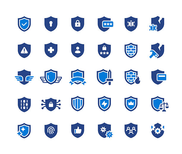 illustrations, cliparts, dessins animés et icônes de icônes plates shield classic - se protéger avec les mains