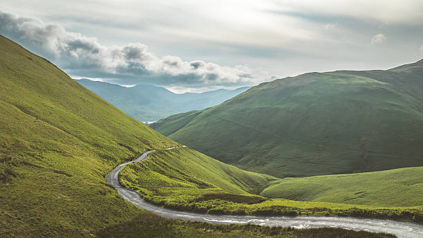 Beautiful landscape in Cumbria with wooden fence