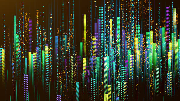 istock Vibrant Neon Data Cityscape With Colorful Bar Graphs And Sparkling Light Trails In A Futuristic Night 2252427660