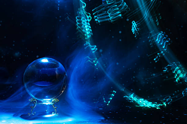 istock Abstract Cosmic Energy and Crystal Ball with Neon Light Trails 2252433812