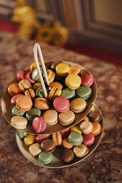 Assortment of sweet macarons creating a vibrant culinary treat