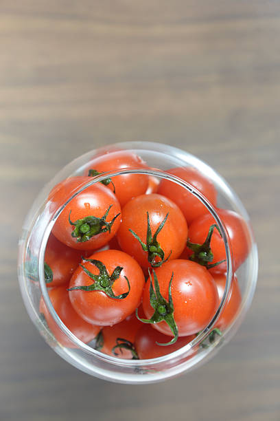 Close-up bird's-eye view of cherry tomatoes