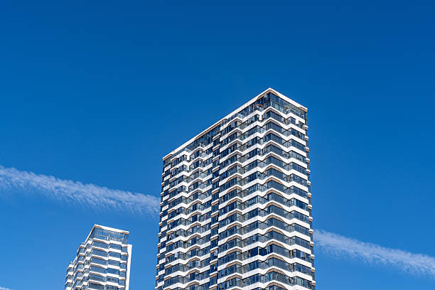 Partial close-up of modern architecture on a sunny day