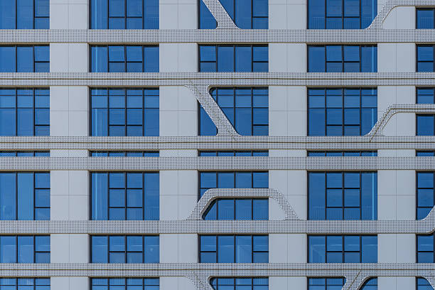 Partial close-up of modern architecture on a sunny day