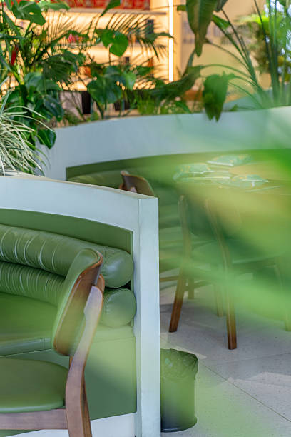 istock Green dining table and wooden chairs 2252467668