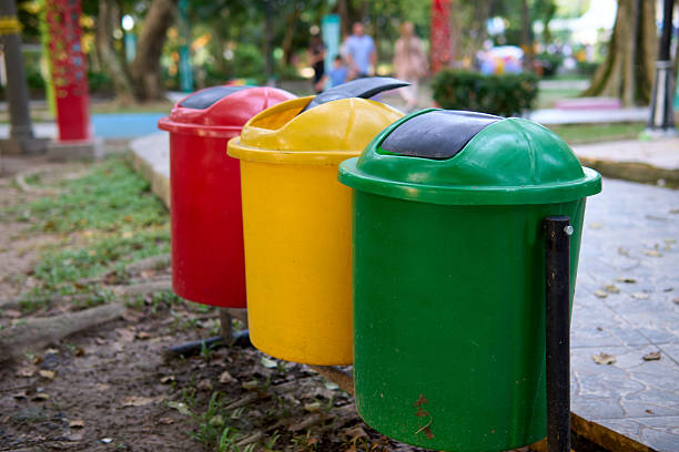 istock Public Waste Segregation Bins for Recycling in Urban Park 2252475184