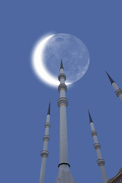 Crescent moon on top of Hz. Mikdat (Mugdat) mosque minaret - Mersin, Turkey