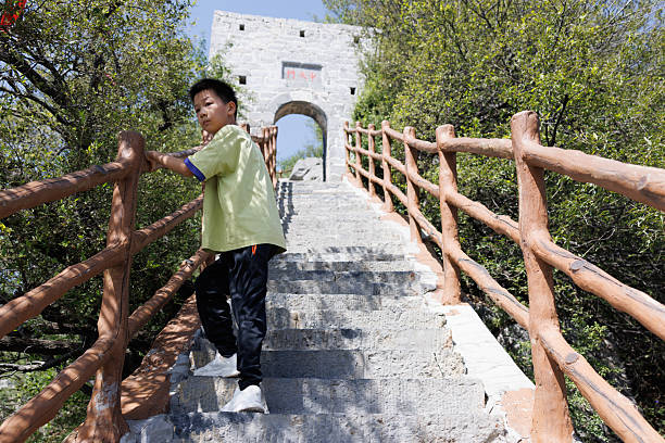Badaling, Beijing, China - August 09, 2014: The Great Wall at Badging in China with lots of Tourists