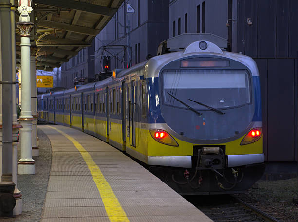 istock Train leaving station in Sopot train station 2252484553
