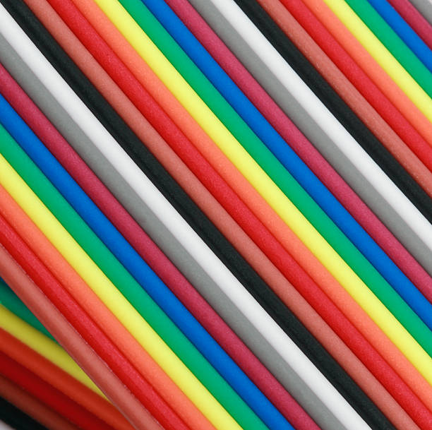 many wire ribbon cable at dry sunny day