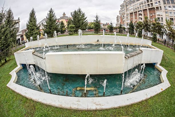 Targu-Jiu, Romania-October 08, 2014: Fountain in Targu Jiu