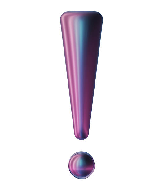 exclamation point 3d purple exclamation mark advice sign tip symbol instructions icon isolated on white background