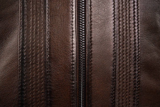 Brown Leather Zipper Seam Texture. High quality photo