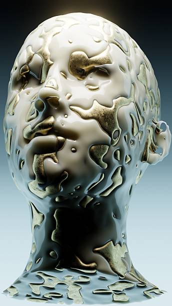 Abstract Sculptural Head in Fluid Form. Modern abstract 3D background with depth and soft lighting. Ideal for technology projects, web design, presentations, social media and print.