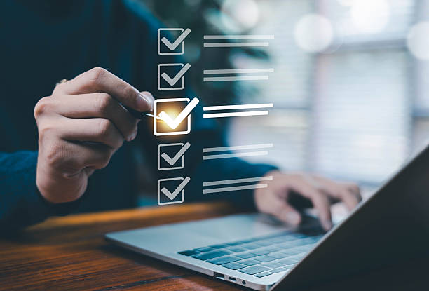 istock The technology business quality audit checklist uses an online concept with a document format and a controllable safety survey. 2252505286