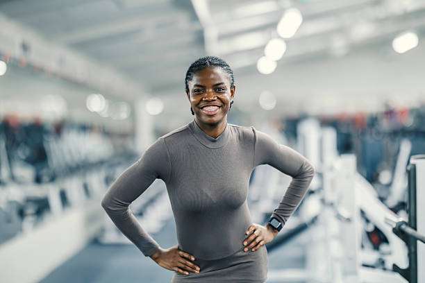 istock Young black woman smiling confidently in gym 2252508554
