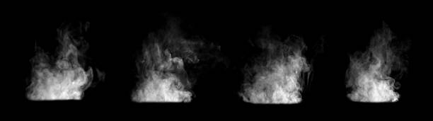 istock White smoke rising on a black background, creating a dramatic vapor effect ideal for overlays, special effects, film production, design elements, and creative visual compositions in digital artwork. 2252510520
