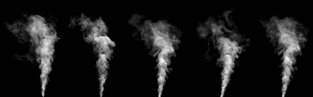 istock Realistic white smoke plumes rising on a black background, perfect for visual effects, product design, advertising, and creative projects that require natural vapor texture and atmospheric mood. 2252510716