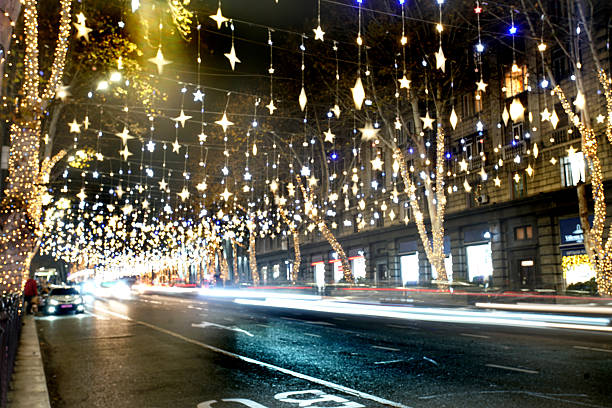 istock Defocused Christmas lights over Rustaveli Avenue in night 2252522183