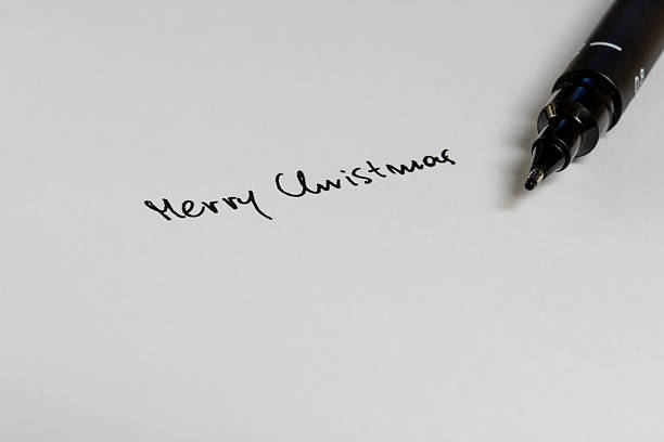 istock Merry Christmas Handwritten Note. Marker Pen On Paper. Holiday Greeting Copy Space 2252523614